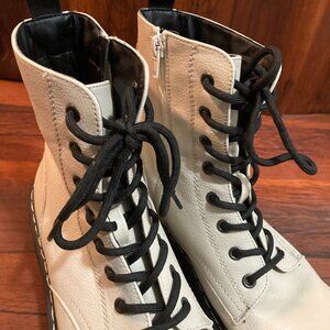 Sincerely Jules Combat Boots Women 8 1/2 White Black Laced 90s Grunge Rock Core
